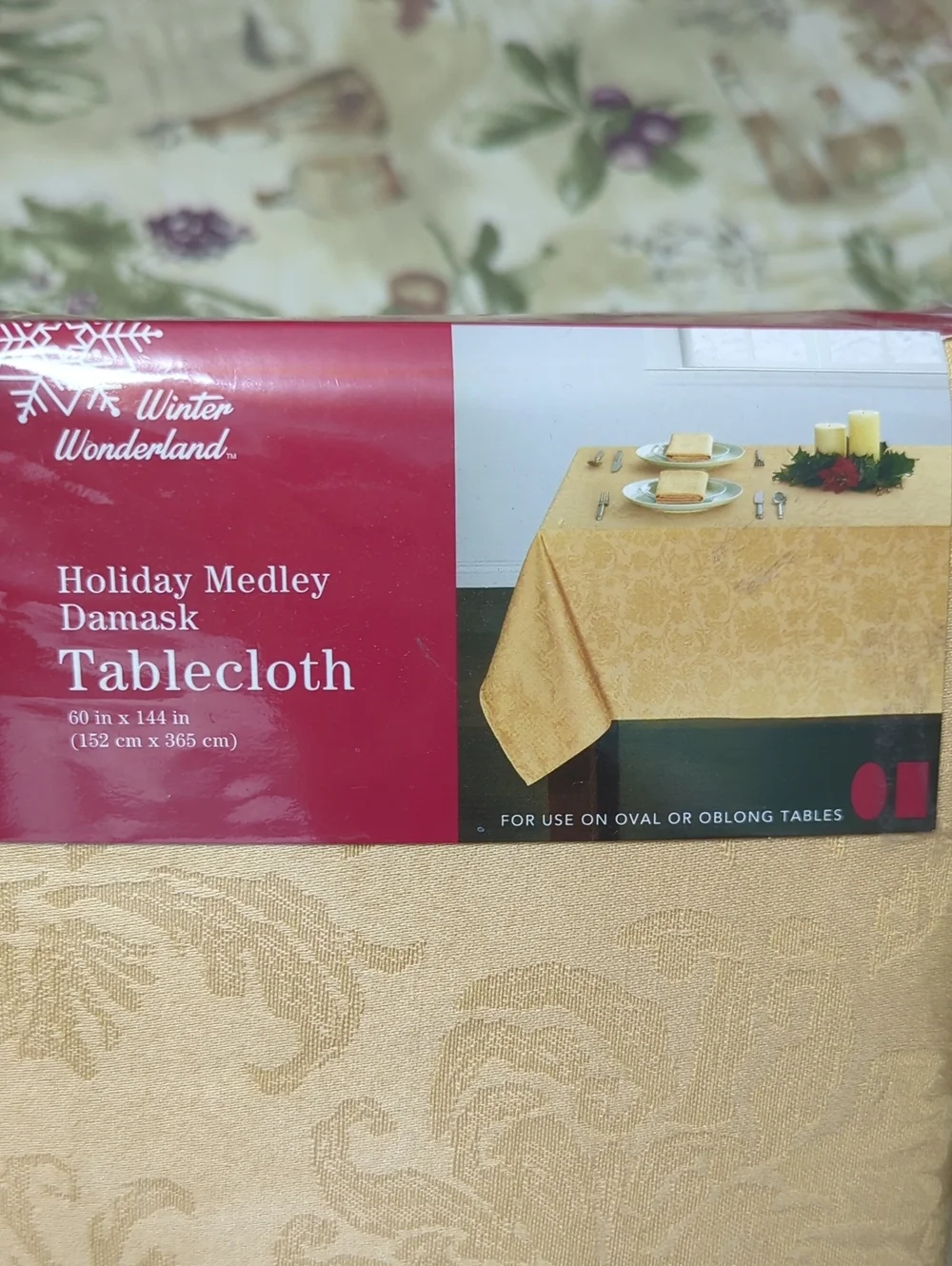 Gold Damask Tablecloth, 60